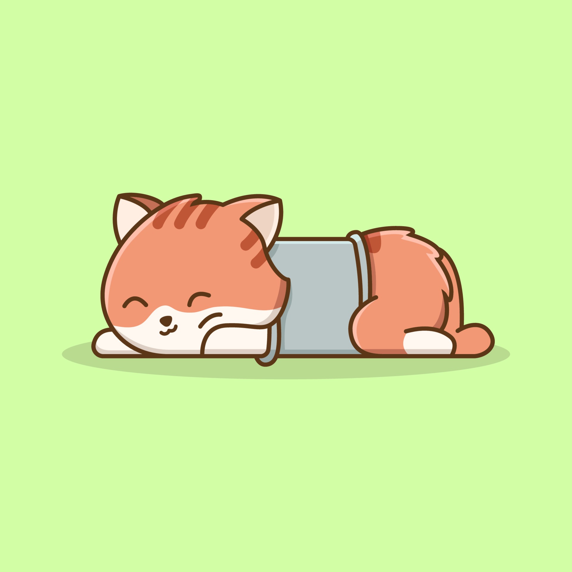 沉睡的猫卡通插图0
