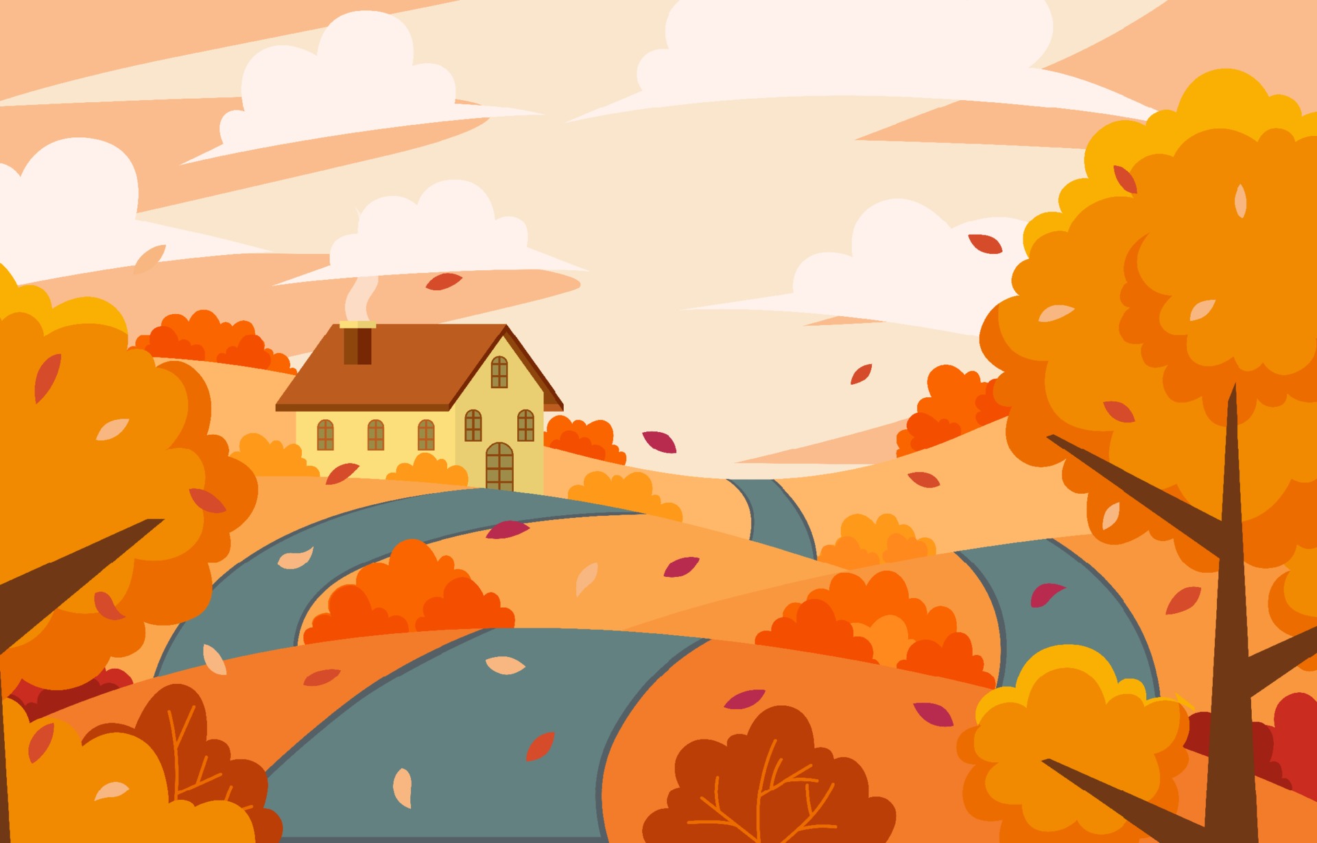 秋天的风景 漫画图片